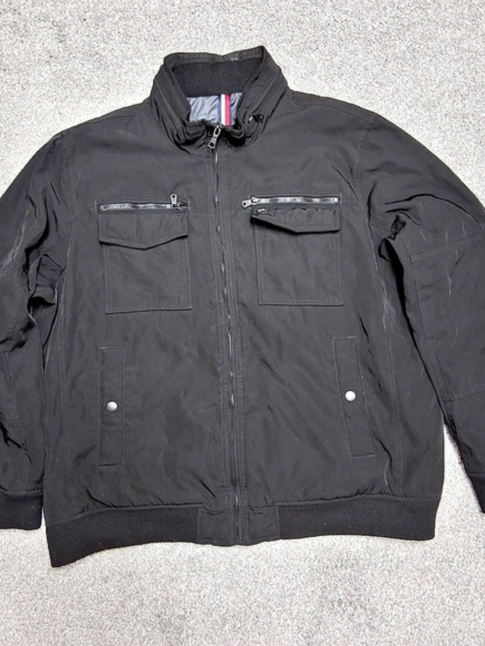 Tommy Hilfiger Black Bomber Jacket Like New Wind And Water Resistant Winter XXL